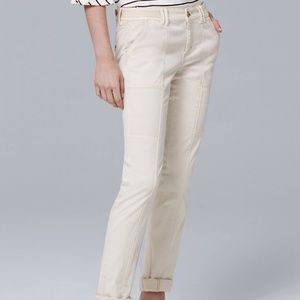 White House Black Market Straight Cropped Pants in Light Khaki, Sz 8 Regular